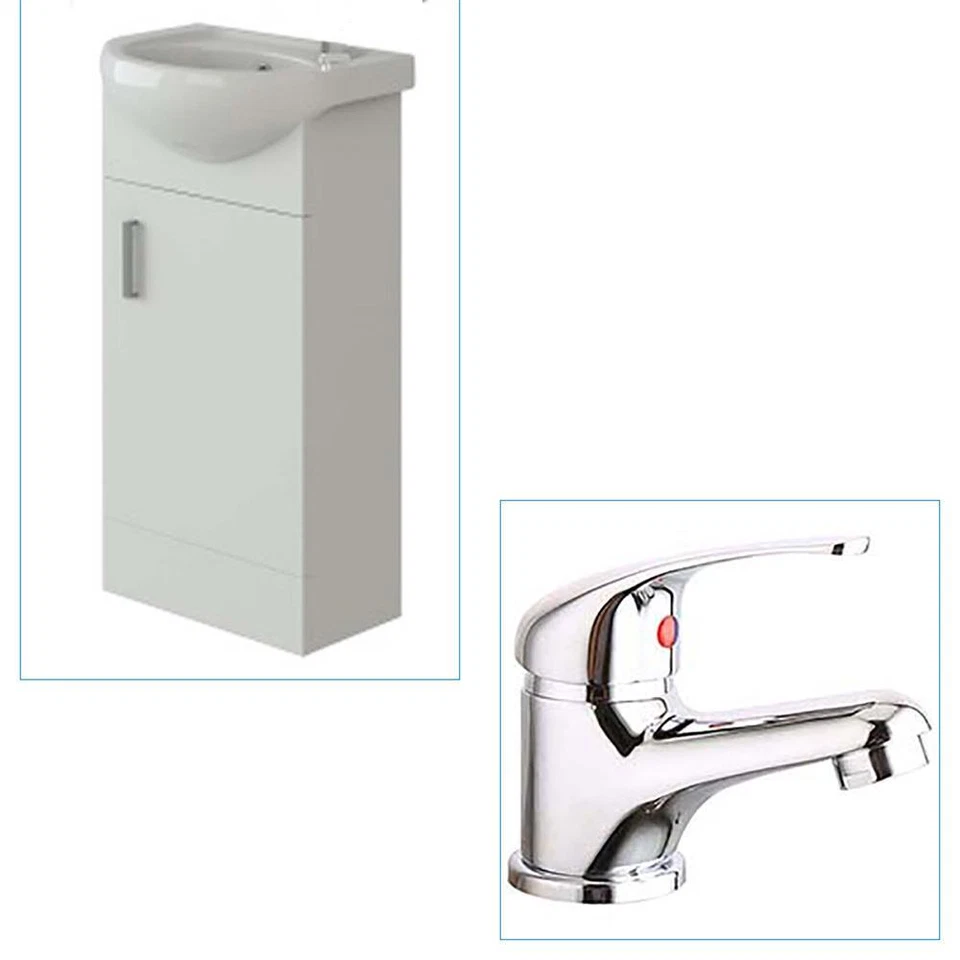 Bathroom Cabinet Vanity Unit Sink Basin Storage Cloakroom White Ceramic 400mm