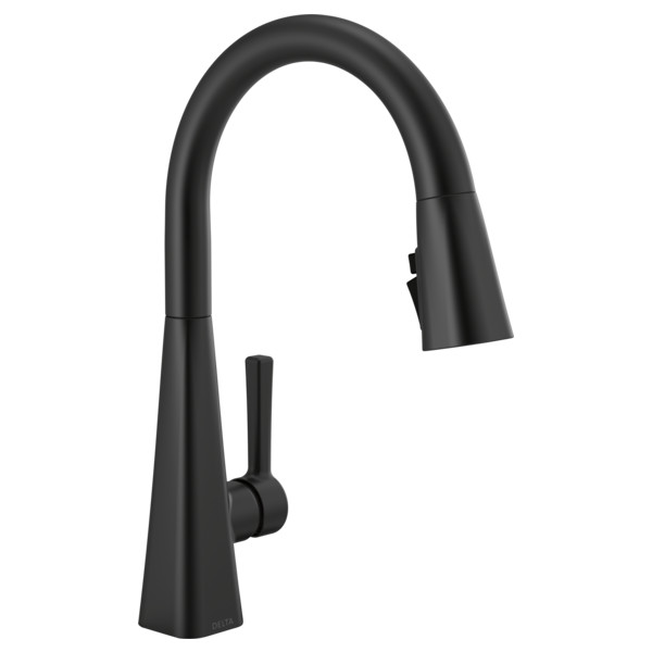 Delta Lenta Pull-Down Kitchen Faucet 1 Handle Matte Black-Certified Refurbished