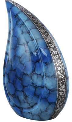Teardrop Cremation Adult Urn Memorial Container Jar Pot for Human Ashes (Blue)