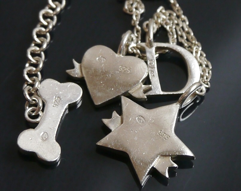 クリスチャンディオール　baby dior ブレスレット　ハート　シルバー Authentic Christian Dior Baby Dior Heart Star Bracelet