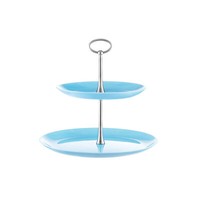 Etagere 2-StöCkig Tortenplatte ServierstäNder Kuchenplatte Rund Hellblau Glas