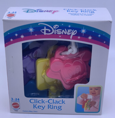   NEW Vtg Disney Click-Clack Key Ring Infant Baby Mickey Mouse Toy Mattel 7032  