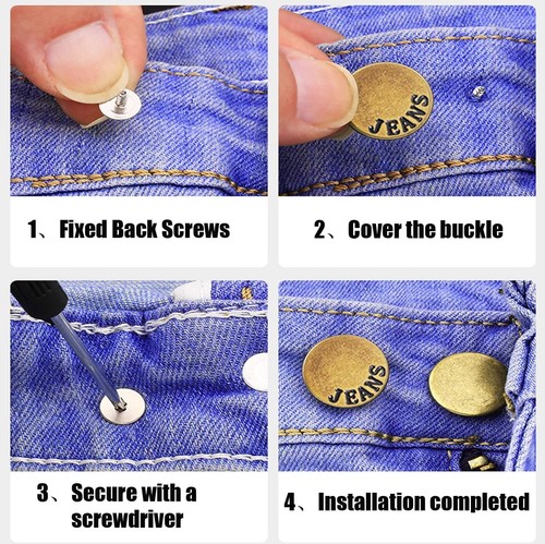 24 Pack Button Pins for Jeans Adjustable Jean Button No Sew Instant Pants Button - Picture 2 of 14