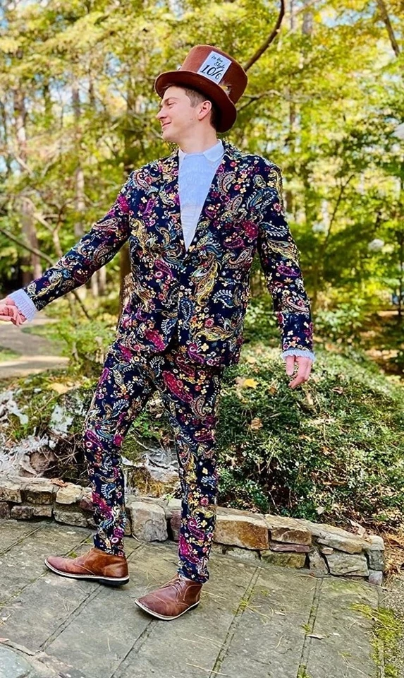 Traje de Vestido Formal 2 PIEZAS Floral Cachemira Un Botón Traje de Escenario, XL Foto 4 de 4