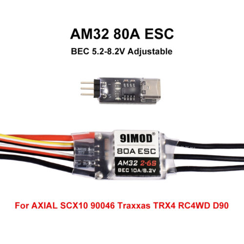 9IMOD AM32 80A Brushless BEC 5.2-8.2V for 1/8 1/10 RC Car Axial SCX10 TRX4 TRX6 - Picture 4 of 10