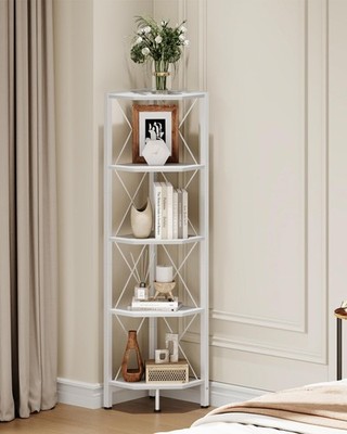 5-Tier Corner Shelf, Corner Bookcase, 55.2'' Tall Vertical Display Rack, Plant...