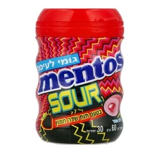 6x Mentos Sugar Free Gum, Sour Strawberry Flavor, 60 Grams, From Israel, Kosher