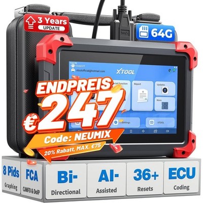 XTOOL D7 V2.0 OBD2 Diagnosegerät Bidirektionales Diagnosetool ECU Codierung FCA