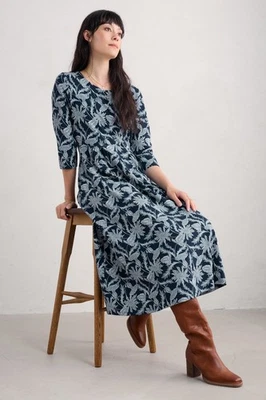 SEASALT CORNWALL Seasalt Women's Regular Veronica Midi Dress Jersey Woodcut Thistle Maritime