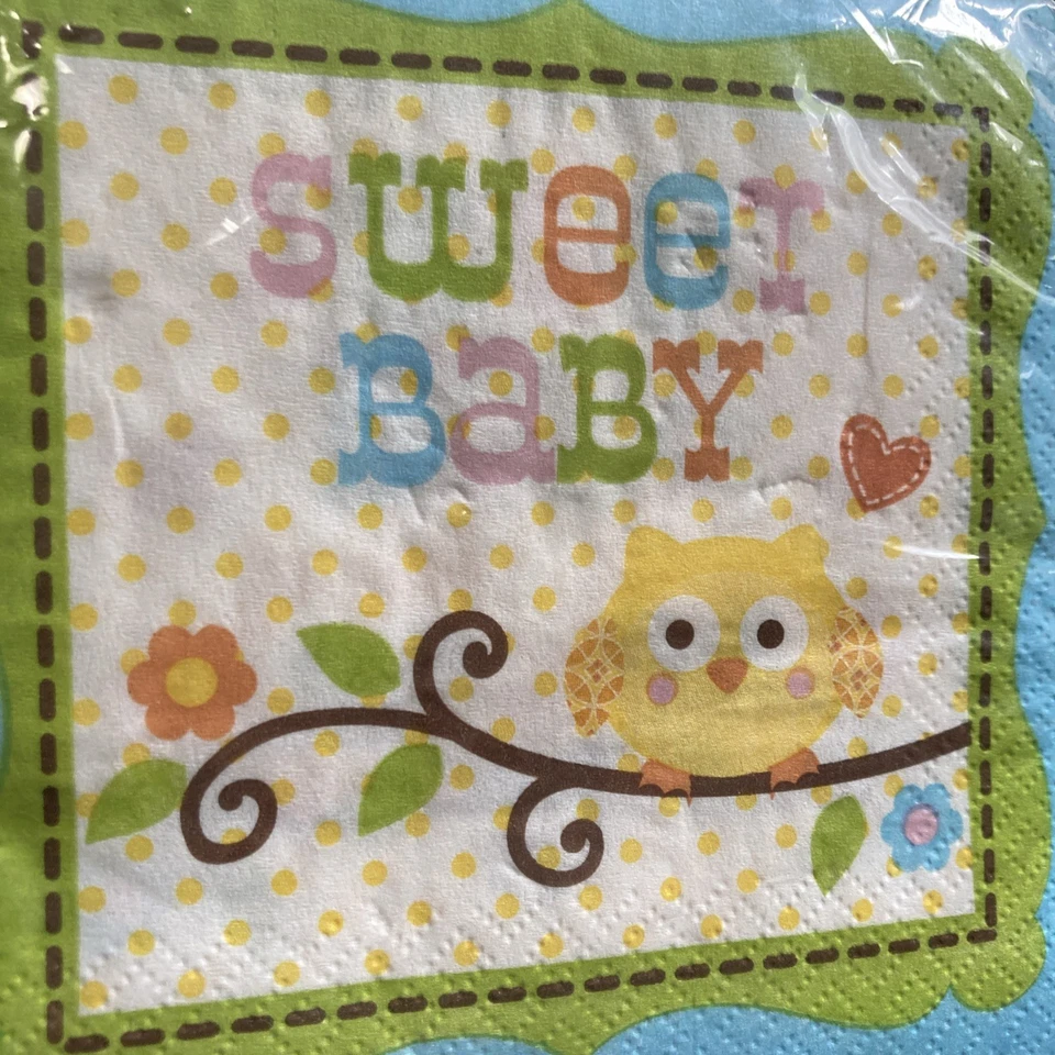 Boy Baby Shower  3-Ply Beverage Napkins Paper 16 Ct Happi Tree Sweet Decorations - Image 4 of 4