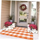 Fall Buffalo Plaid Check Rug Outdoor Doormat 3x5 Ft Washable Woven Outdoor