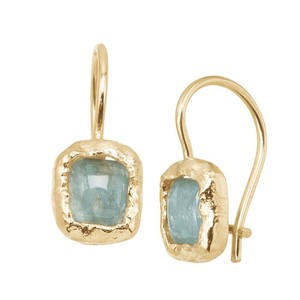 Authentic 'Mediterra' Natural Aquamarine Petite Drop Earrings in 14K Gold-Plated Sterli...