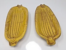 Corn on the Cob dishes California Pottery set of 2 vintage 1970s C3