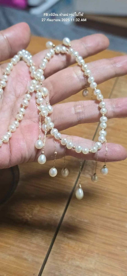 Necklace 14k Gold Pearl  Long 16 Inched Brand Zales - Image 3 of 4