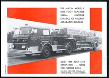 1963 Providence RI fire department Maxim ladder truck photo vintage print ad