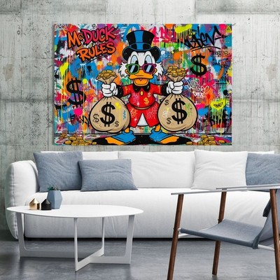 Dagobert Duck, Graffiti - Pop Art, Wandbild Kunst - Acrylglas, Leinwand, Poster