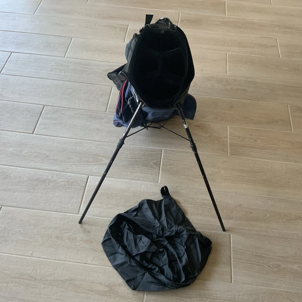 Vintage 2000’s PING Hoofer 2 Golf Bag Stand Alone  4-Way Red & Blue With Straps - Image 3 of 4