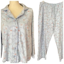 Carole Hochman 100% Cotton Pajama Set  Dainty Floral Sleep Shirt Lounge Pants XL