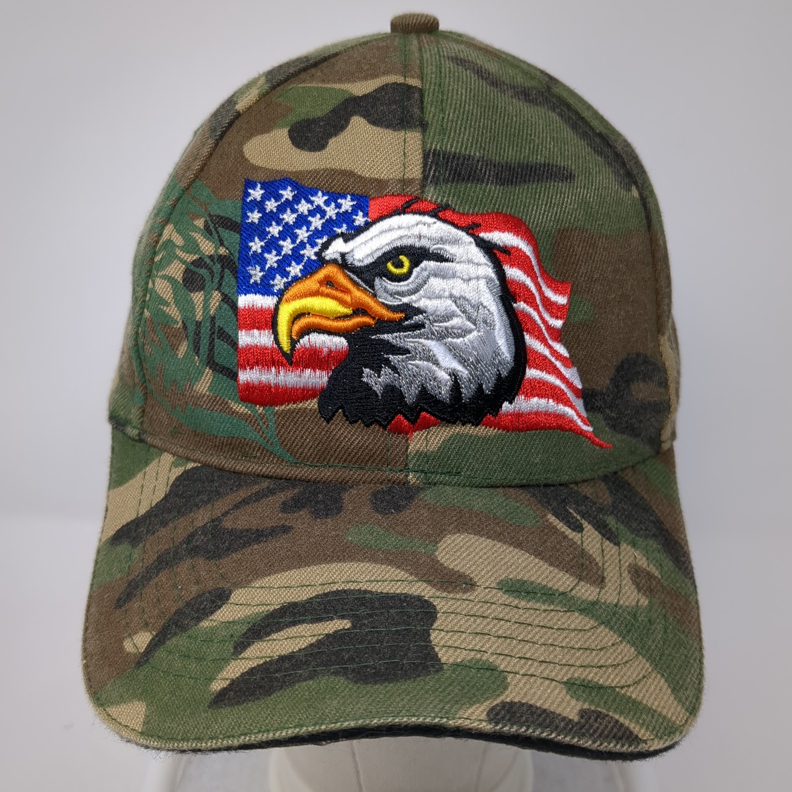 American Flag Eagle Strapback Hat Multicolor One … - image 2
