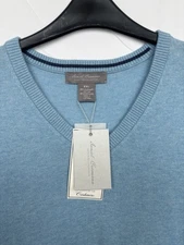 Daniel Cremieux Supima Cotton Cashmere Sweater 2XL Blue Pullover V-Neck  NEW XXL