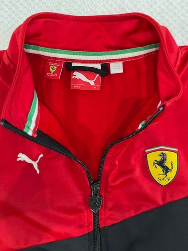 Scuderia Ferrari Puma Kids Boys Youth Jacket Medium Red Black Full Zip Athletic - Picture 7 of 7