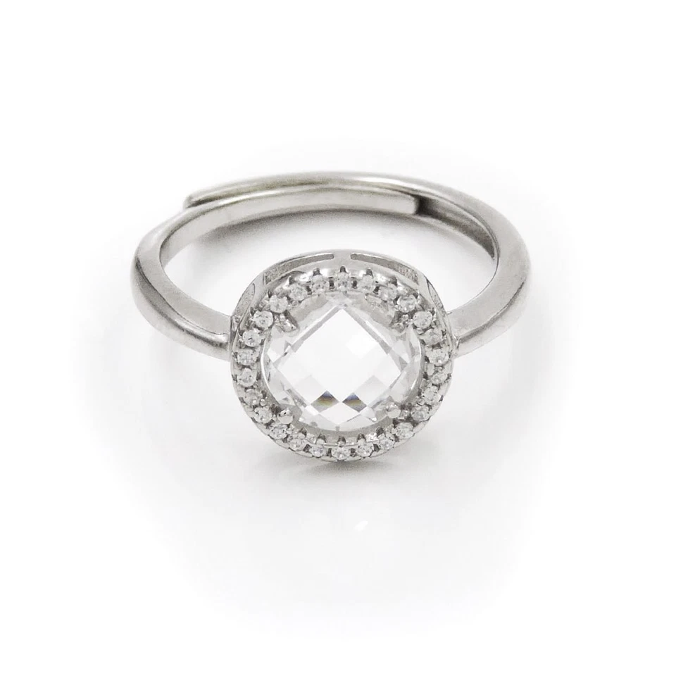 Anello in Argento Sterling 925 con Pietra Rotonda Scintillante - Immagine 4 di 4