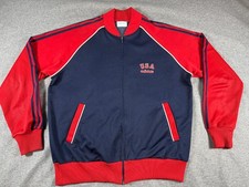 80's vintage ADIDAS Team USA track jacket Large L red navy