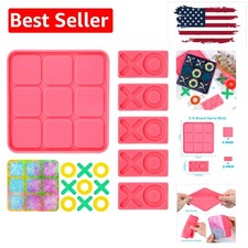 Tic Tac Toe Resin Mold with 5 Chess Pieces Molds, Big X O Board Game Silicone...