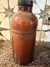 Vintage Merck Calcium Gluconate Apothecary Amber Glass Bottle 1 lb