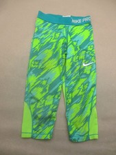 Nike Dri-Fit Pro Size M Girls Green Running Yoga Training Athletic Capri 993