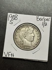 1908 S Barber Silver Half Dollar VF Very Fine Better Date US 50c Coin (Raw18303)