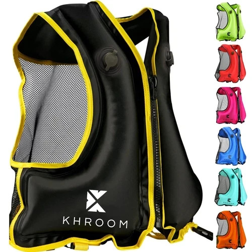 Khroom Inflatable Snorkel Vest Adults and Teenagers | 59in-82in / 88 lbs-242 lbs