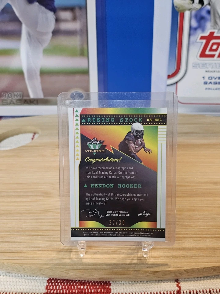 HENDON HOOKER RISING STAR 2022 LEAF EMERALD CRACKED ICE PRIZM AUTO # 27/30 - Image 2 of 2