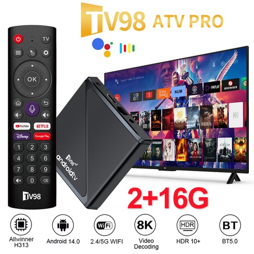 Smart TV98 TV Stick Android 14 ATV WiFi HD 8K 3D TV Box Media Player 2GB+16GB UK - Picture 26 of 28