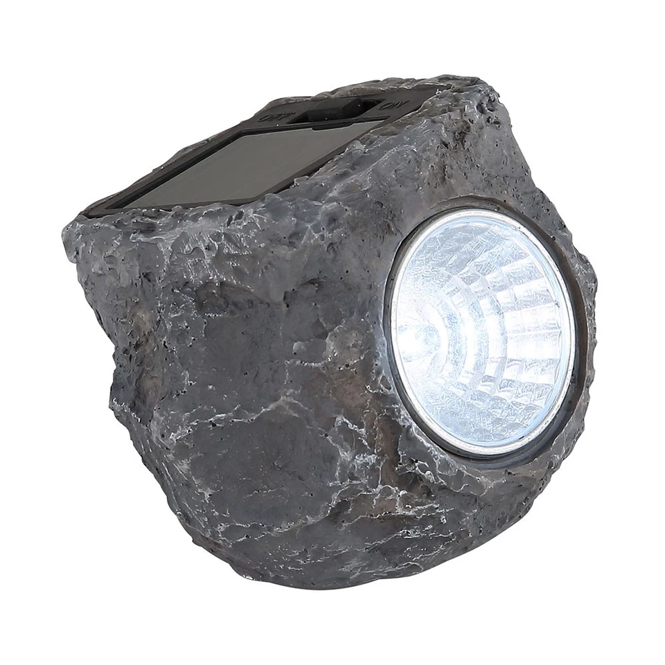 Solarleuchte Außenleuchte Gartenlampe LED Stein grau Dekolampe Balkon L 7,8 cm - Bild 2 von 4