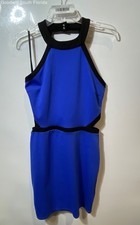 G By Guess Womens Blue Black Side Cutout Sleeveless Bodycon Dress Size Large