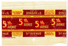 1940s 5th Avenue 5c candy bar wrapper - 1-3/8...