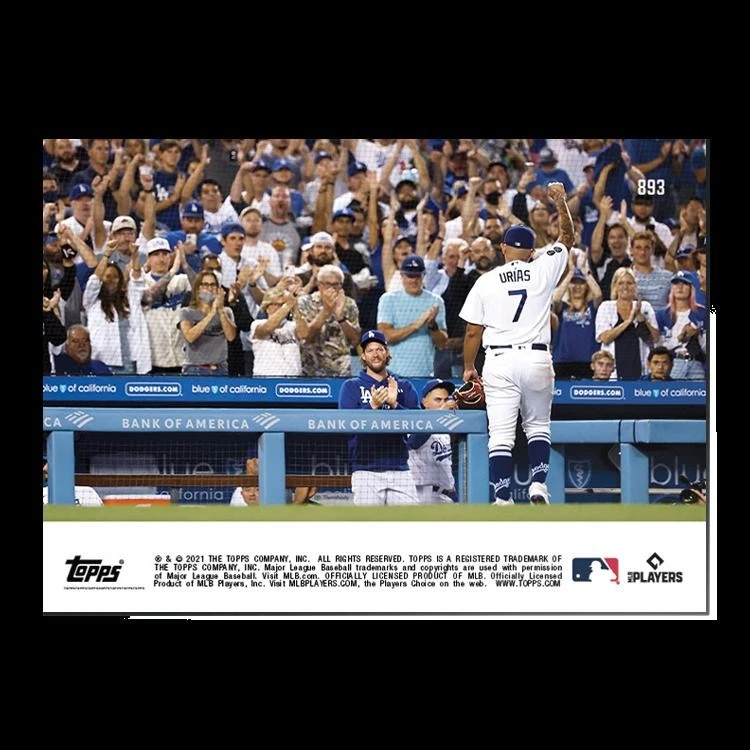 Julio Urias - 2021 MLB Topps Now Card 893 - Print Run: 571 Los Angeles Dodgers - Image 2 of 2