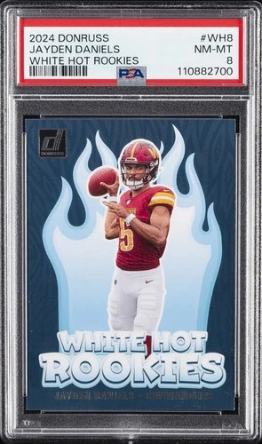 2024 PANINI DONRUSS WHITE HOT ROOKIES #WH8 JAYDEN DANIELS ROOKIE RC PSA 8