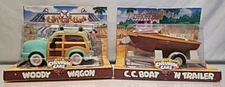 vintage chevron cars collectable toy-Woody Wagon & C.C. Boat 'N Trailer