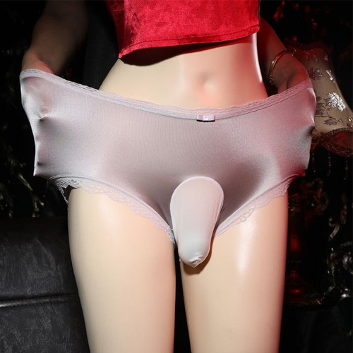 Men's Silk High Waist Lingerie Underwear Briefs Panties Sexy Sissy Shorts - Foto 6 di 23
