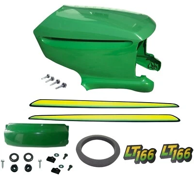 KUMAR BROS USA New Upper & Lower Hood/Bumper/Foam Isolator/LH&RH Stickers Fits John Deere LT166