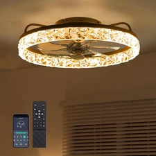 Ceiling Fans with Lights and Remote Fandelier - Low Profile Modern - 20'' Flush
