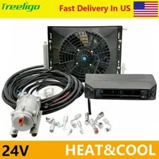 24V Electric Cool&Heat Universal Air Conditioner Underdash DC Auto Car A/C Kit