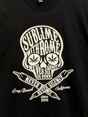 SUBLIME With Rome Skull Logo Graphic T-Shirt Black XL Concert Tour Never Silence