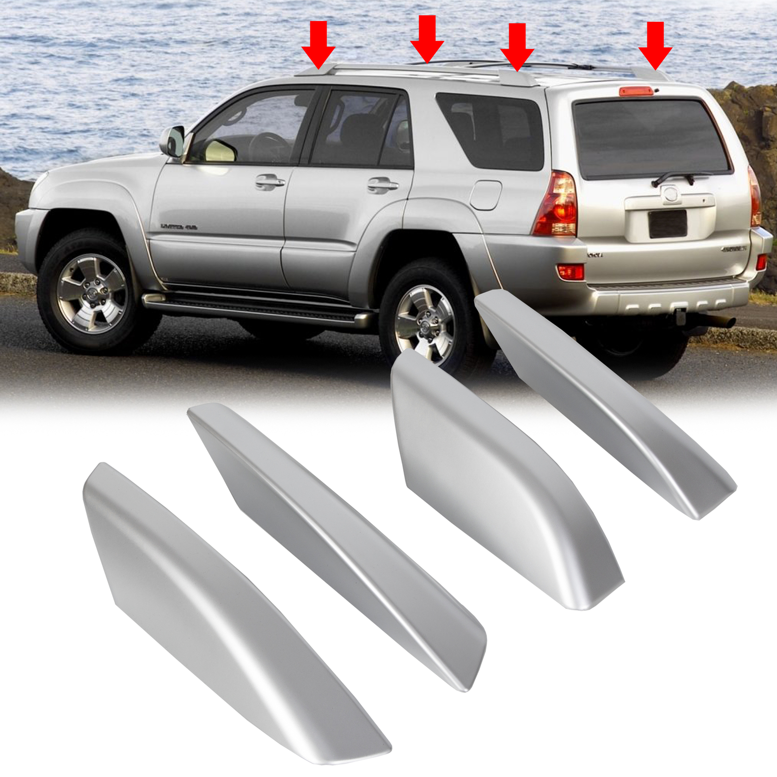 Roof Rack Rail End Cover For 2003-2009 Toyota 4Runner – Black Plastic Replacement