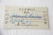 1956 Rhyl to Menai Bridge British Rail BR Railway Ticket