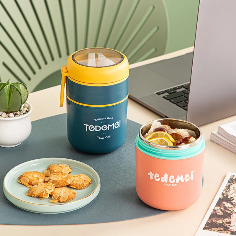 710ML Stainless Steel Warm Lunch Box Cup Spoon Insulated Soup Thermos Containers - Image 4 of 4