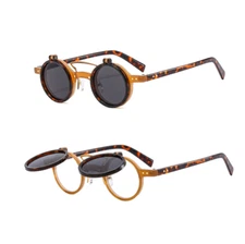 Unisex Blue Light Blocking Nearsighted Glasses Flip Up Lens Round Sunglasses New