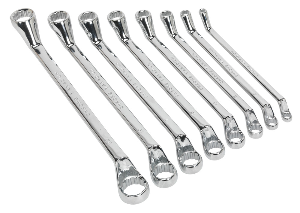 Sealey S0405 Deep Offset Ring Spanner Set 8pc Metric